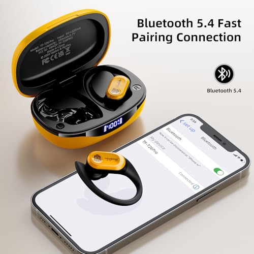 Transformers Earbuds T26 Pro, Bluetooth 5.4 Wireless Gaming Earbuds with Mic, Over Ear Earbuds with Earhooks, 65H Playtime, Deep Bass, IPX5 Waterproof (Bumblebee Yellow) - color: Bumblebee - Yellow