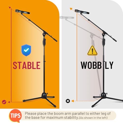 CAHAYA Tripod Mic Stand Boom Arm Floor One-Button Release Height Adjustable