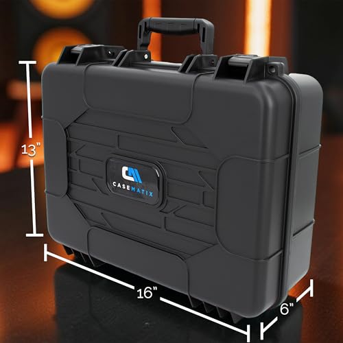 CASEMATIX DJ Mixer Case Compatible with Yamaha MG10XU, MG10, MG06 – Hard Shell Travel Case for 10-Input Stereo Mixers, Mics, Audio Interfaces & Cables – Two Customizable Foam Trays