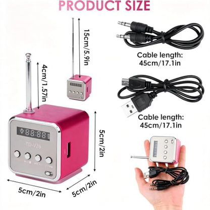 Mini Wireless Portable Bluetooth FM Radio Speaker MP3 Player,Pink - color: Pink