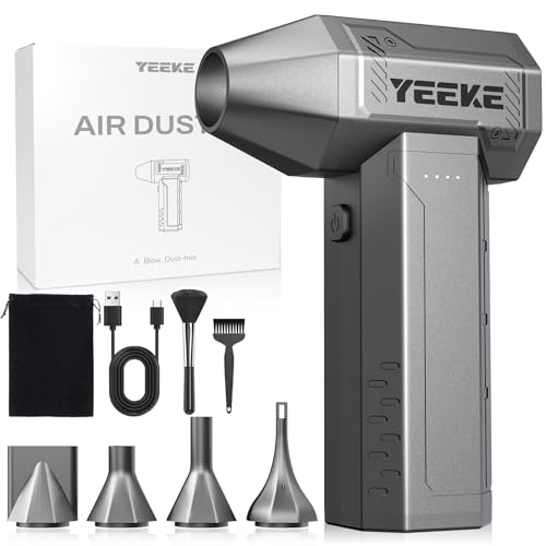 Compressed Air Duster, 300000 RPM & 400 G Wind Pressure | 10000 mAh Battery with Fast Charging, 4-Gear Electric Air Duster Rechargeable, Electric Duster Mini Blower with LED