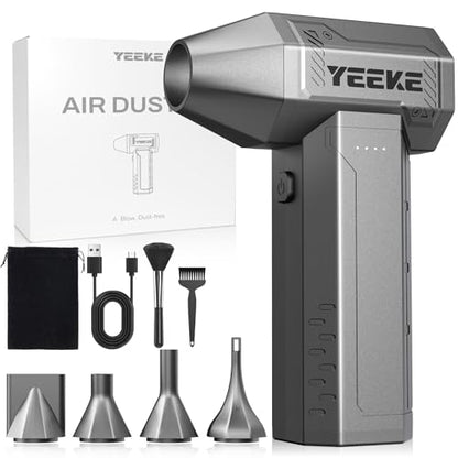 Compressed Air Duster, 300000 RPM & 400 G Wind Pressure | 10000 mAh Battery with Fast Charging, 4-Gear Electric Air Duster Rechargeable, Electric Duster Mini Blower with LED