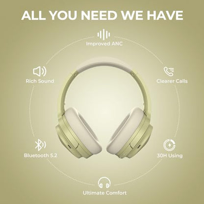 Silensys Hybrid Active Noise Cancelling Headphones, Wireless Over Ear Bluetooth Headphones, Hi-Fi Audio, Deep Bass, Memory Foam Earpads, 30H Playtime, Clear Calls, Travel, Office, Home, Gold Pcs - color: Gold