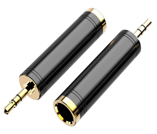Eanetf 3.5mm to 1/4'' Stereo Gold-Plated Pure Copper Adapter, 1/8 Inch Mini Jack Male to 1/4 Inch Female Jack Stereo Adapter for Headphone Amp Adapte (2PACK-Black) - color: 2PACK-BLACK