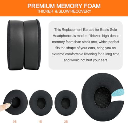GVOEARS Ear Pads Replacement for Beats Solo 2 Solo 3 - Cooling Gel Earpad | Cushions for Solo 2/3 Wired Wireless Headphones Covers with Noise Isolation Memory Foam (Black) - color: Black Cooling