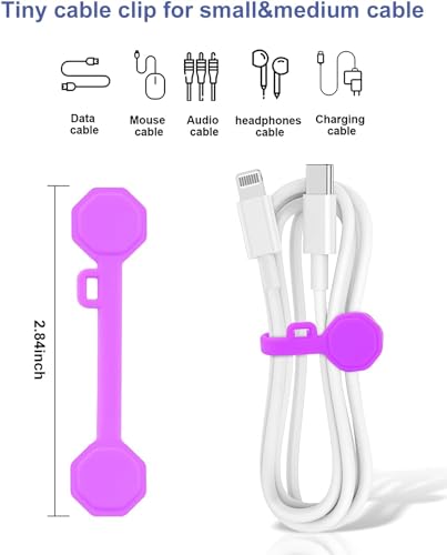 6 PCS Silicone Magnetic Cable Ties, Reusable cord Organizer clips | magnet cord holder for phone charging, compatible with USB/lightning cables, bookmarks, whiteboard magnets, fridge magnets - size: 6-PCS
