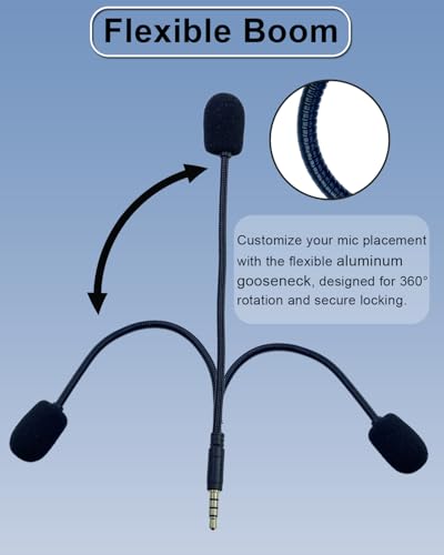 3.5mm Microphone Replacement 4 Pole Plug Noise Cancelling | for iPhone 7 7s 6 6s, for iPad Android Phone, Universal Detachable Boom Gooseneck Mic, for YouTube Video