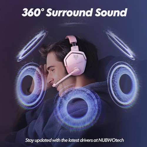 NUBWO G06 Dual Wireless Gaming Headset with Mic for PS5, PS4, PC, Mobile, Switch: 2.4GHz Wireless + Bluetooth - 100 Hr Battery - 50mm Drivers - Pink - color: Pink