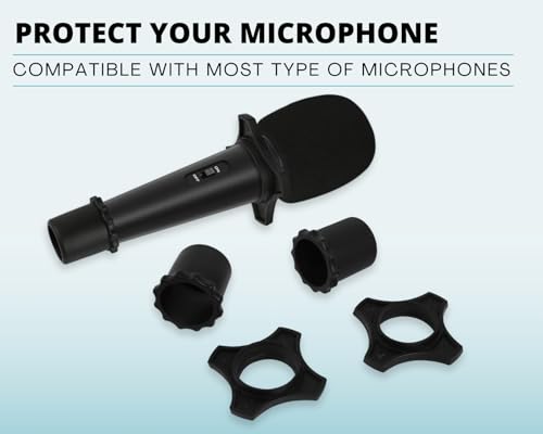 Foam Mic Covers and Handheld Microphone Protection Ring Shockproof Anti-Drop for Home Stage KTV Set of 7