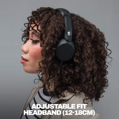 Skullcandy Icon 180 Wired On-Ear Headphones - Black | Built-In 85dB Volume Limiter, Comfortable, Adjustable Headband, Convenient for Travel with 3.5mm AUX Plug, In-Line Microphone