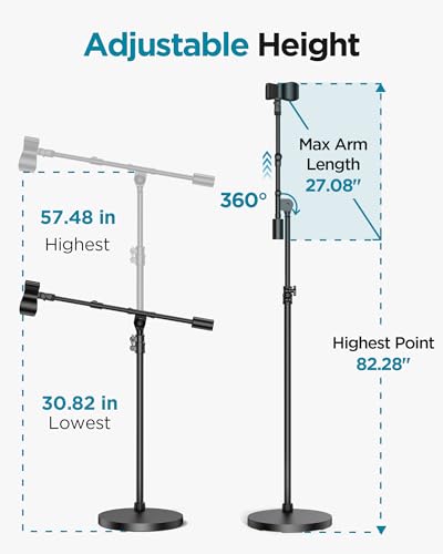InnoGear Mic Stand Set, Max Height 82.28" Microphone Stand Floor & 360° Rotatable Low Profile Mic Arm, Adjustable for Blue Yeti HyperX QuadCast Shure SM58 Samson Q2U Fifine K669B Singing