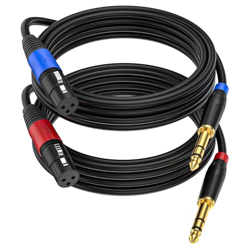 Female XLR to 1/4 Inch (6.35mm) TRS Mono Jack Microphone Cable, (2Pack / 10 FT) Balanced 3 Pin XLR Female to Quarter inch TRS Plug Mic Cord for Dynamic Microphone - size: 10 FT, 2Pack, style: XLR Female to 6.35mm