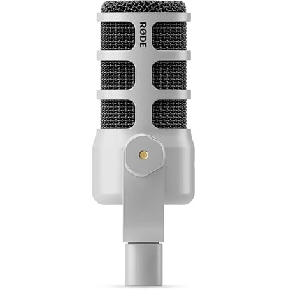Rode PodMic USB White + Tripod Boom Stand - Podcast Microphone Bundle