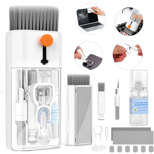 Keyboard Cleaner, Multi-Function Cleaning Kit for MacBook, Laptop, Computer | Includes Screen Spray, Microfiber Wipe, Tech Brush, Works on Airpod, Tablets, Earbuds, Pc Accessories, Electronic Screen - color: Bright White