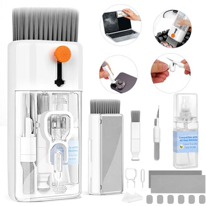 Keyboard Cleaner, Multi-Function Cleaning Kit for MacBook, Laptop, Computer | Includes Screen Spray, Microfiber Wipe, Tech Brush, Works on Airpod, Tablets, Earbuds, Pc Accessories, Electronic Screen - color: Bright White