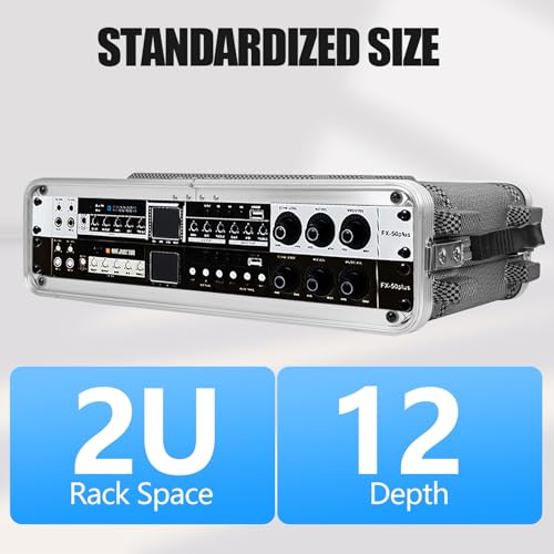 2U ABS Rack Case Shallow 12" Depth, 19" Rackmount Flight Road Travel Case, Waterproof Protective Hard Case with Customized Foam, Wireless Mic System Storage/Amp/Effect/DJ Mixer - color: ABS Rack Case Black&White, size: 2U 12" Deep