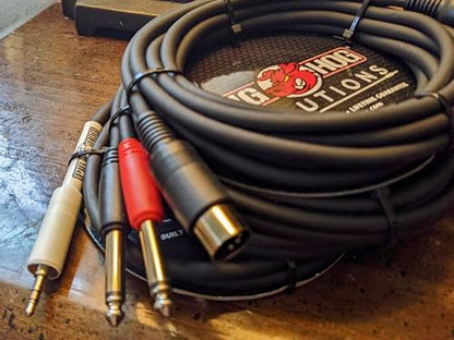 Pig Hog PD-R1403 Dual RCA (Male) to Dual 1/4" Mono (Male) Cable, 3 Feet - size: 3 feet