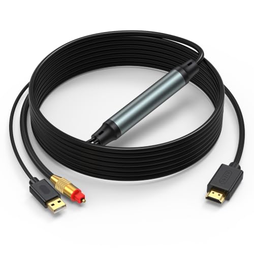 HDMI ARC to Optical Audio Converter Cable for TV, 5FT ARC to Toslink SPDIF Audio Extractor for Soundbar, AV Receiver & Home Theater, Supports PCM/LPCM, Dolby Digital & DTS 5.1, USB Powered