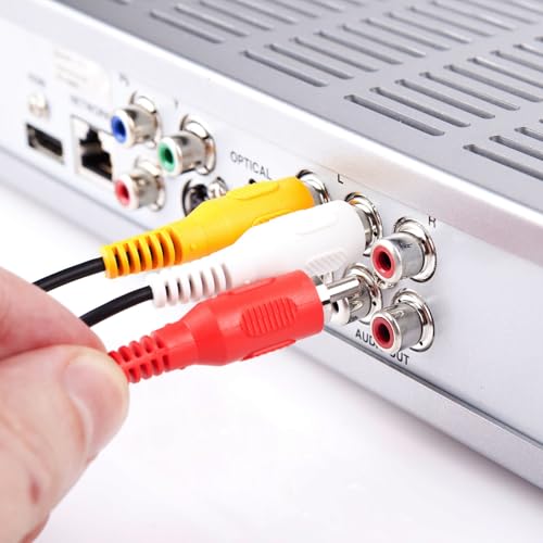 3 RCA Cable Audio Video Composite Male to Male DVD Cable (6 Feet) for Television - size: 6 Feet