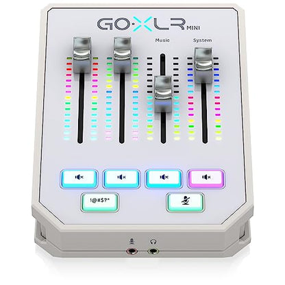 TC HELICON GoXLR MINI-WH Online Broadcast Mixer with USB/Audio Interface and Midas Preamp | MIDAS preamps with USB connectivity, XLR input and manual censor for streaming, gaming and podcasting