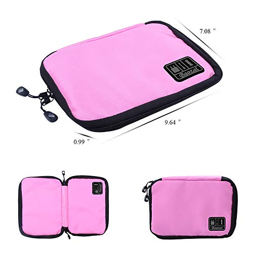 baozai Smart Watch Bands Organizer, Waterproof Portable Electronics Travel Accessories Organizer Bag for Watch Bands, Cable, Charger, Headset, SD Card, Pink