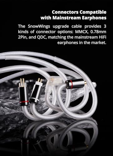 NICEHCK SnowWings 3.5mm Single-Ended MMCX 7N OCC Gold Plated IEM Cable | MMCX connector terminal fits all mainstream MMCX interface in-ear monitors