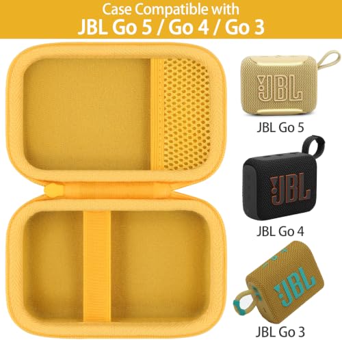 for JBL Go 5/4/3 Ultra Portable Speaker Hard Travel Case, Yellow | Protective Storage Bag with Mesh Pocket & Hand Strap, Shockproof EVA Carrying Box, Soft Lining - color: Yellow Case
