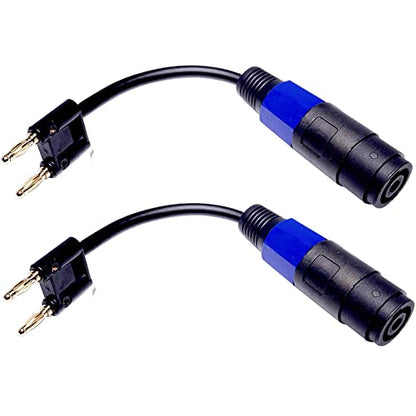 CNCESS Dual Banana Plug to Female Speakon Connector Adapter, 2-Pack | 12AWG, 6 in