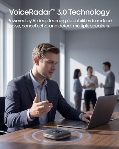 Anker PowerConf Speakerphone, Zoom Certified Conference Speaker with 6 Mics - color: Black