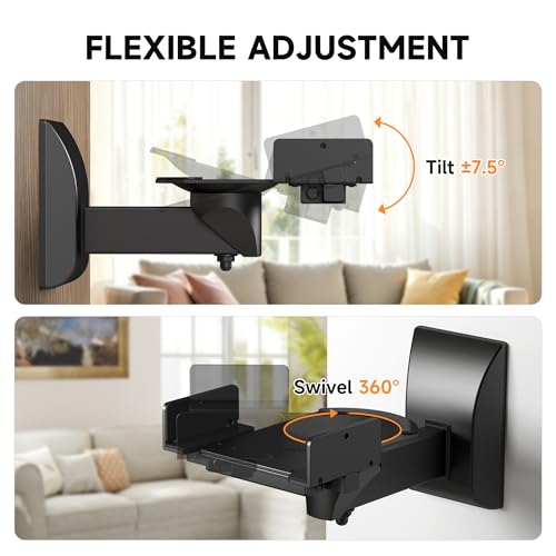 XINLEI 2PC Speaker Wall Mount Bookshelf Speaker Stand Surrounding Sound Bracket Swivel & Tilt for Living Room, Studio Monitor Hold Up to 55 Lbs SPM201