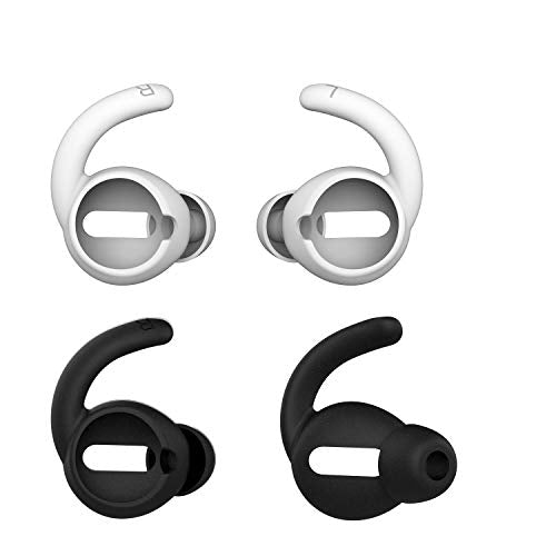 Anti-Slip Earhooks Soft Silicone Skin Compatible with Apple Headphone 2 & 1 Lightweight Sound Quality Enhancement for Headphones Outdoor Activities in-Ear EarHook 2 Pairs White & Black - color: White & Black