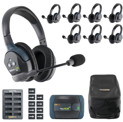 EARTEC HUB8D Ultralite-HD 8 Person Full Duplex Wireless Intercom Headset Communication System, Dual Ear Headsets, Up to 1000ft Range, U.S. Company - color: Dual Ear, size: 8 Users