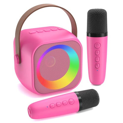 Karaoke Machine for Kids, Toys for 3-12 Years Old Girls Gifts, Kids Karaoke Microphone Machine Toy, Best Fun Christmas Birthday Gifts for 5 6 7 8 9 10 11 Years Teens Girl Boys Rose 2 Mic - color: Rose 2 Mics