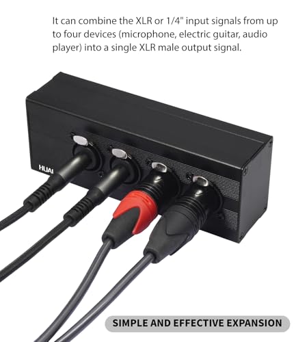 3Pin XLR 1 Male to 4 Female Splitter,4 Way 1/4 TRS& XLR Input to one-Output Parallel Connection Adapter,Four 6.35mm Microphone inputs Converted to one Output - color: XLR 1 F TO XLR+1/4 F