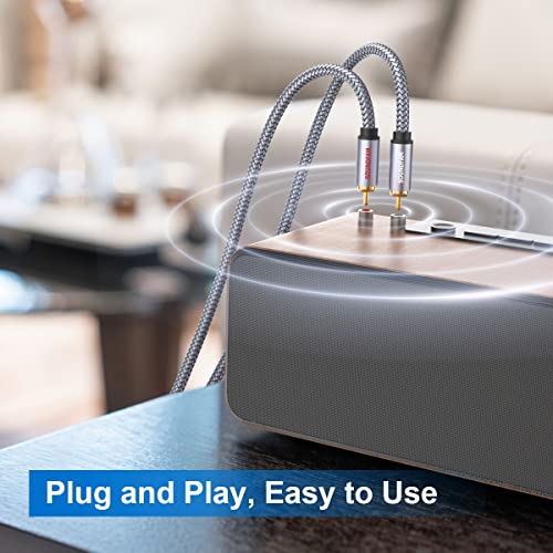 RCA Cable 10ft/3M, 2 Male to 2 Male RCA Audio Stereo Subwoofer Cable [Shielded Braided] Compatible for Home Theater, HDTV, Amplifiers, Hi-Fi Systems, Car Audio-Grey - color: Grey-2RCA to 2RCA, size: 10ft/3M