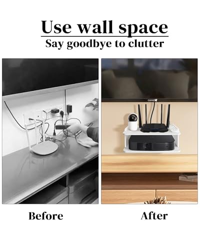 Projector Shelf for Wall Mount, Floating Projector Stand, Wall Mount Router Projecor Shelf for Xbox Series S/X, PS5, PS4, White Projector Holder, Floating Shelves Under TV Game