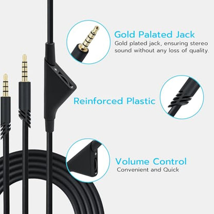 Wigearss 2M 6.5 Feet Replacement Headset Cable - Black - color: Black