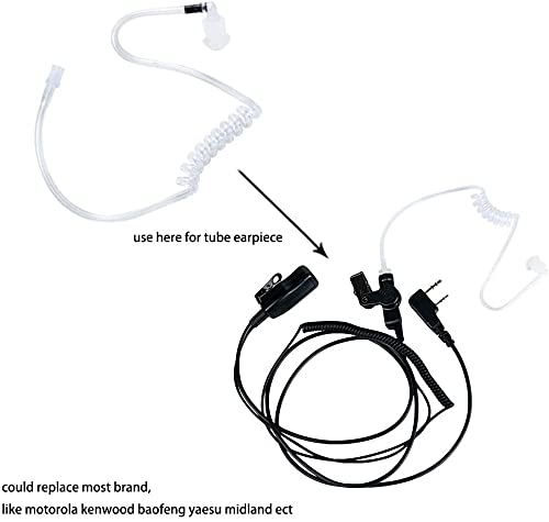 Caroo Acoustic Tube Replacement Covert Clear Coil Tube with Earbuds Radio Earpiece for Motorola Kenwood Baofeng Midland Icom Yaesu Police Law Enforcement Walkie Talkie10 Pack