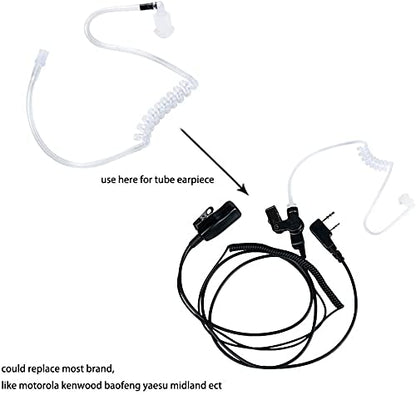 Caroo Acoustic Tube Replacement Covert Clear Coil Tube with Earbuds Radio Earpiece for Motorola Kenwood Baofeng Midland Icom Yaesu Police Law Enforcement Walkie Talkie10 Pack