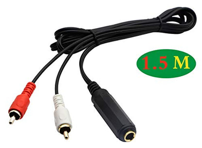 6.35mm to 2 RCA Y Splitter Cable, Gold-Plated 6.35mm (1/4 inch) TRS Female to 2 (Dual) RCA Male Stereo Audio Y Splitter Extension Adapter Cable (5Ft/1.5M) - color: 5Ft/1.5M