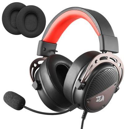 Redragon H730 USB Wired Gaming Headset - 53mm Drivers, 360° Spatial Sound, Detachable Noise-Canceling Microphone, Magnetic Replaceable Ear Cushions, Over-Ear Headphones Works for PC/PS4, Black - color: Black