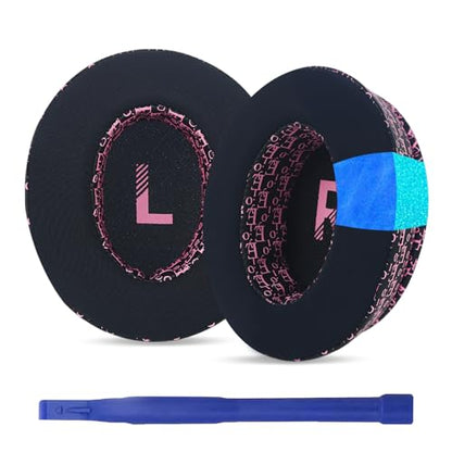 Aiivioll WH-CH710N Ear Pads Compatible with Sony WH-CH700N, WH-CH710N, WH-CH720N, ZX770BN Headphones Earpads with Ice Silk Cloth Ice Feel Gel and Memory Foam Ear Cushions (Black Pink/Print) - color: Black Pink/Print
