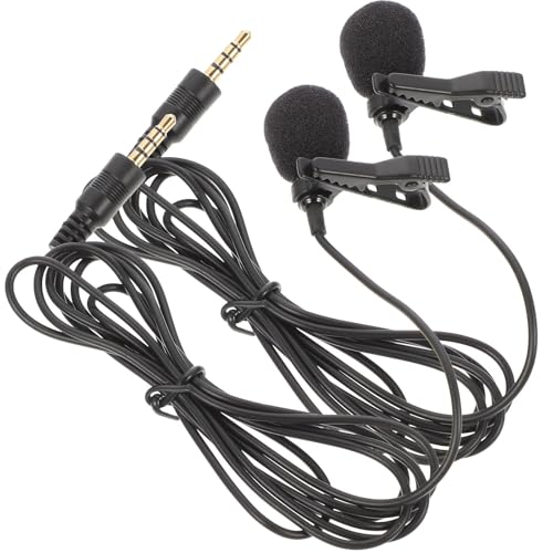 Garneck 2pcs Lavalier Microphone Clip with 3.5mm Jack for Laptop and Tablet, High Sensitivity Mini Phone Microphone with Long Cable for Lecture Recording and Rap Recording Equipment