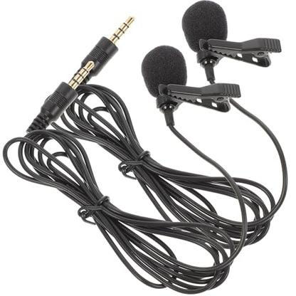 Garneck 2pcs Lavalier Microphone Clip with 3.5mm Jack for Laptop and Tablet, High Sensitivity Mini Phone Microphone with Long Cable for Lecture Recording and Rap Recording Equipment