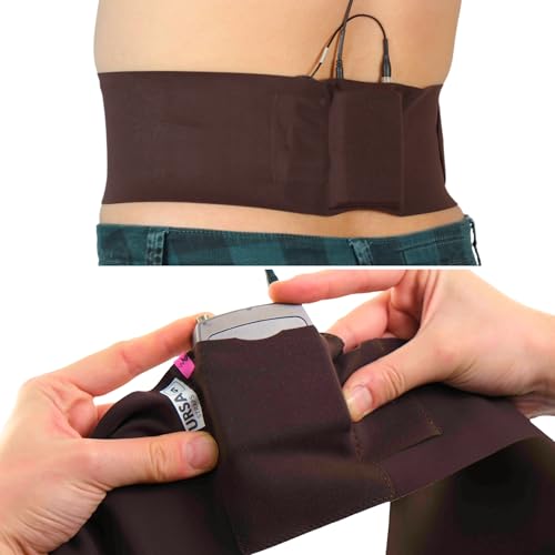 URSA Waist Strap - Small Waist, Big Pouch (Brown) | Ultra Slim, Breathable & Stretchy Microphone Transmitter Straps, Compatible with Most Transmitter/Receivers - color: Brown, size: Small Waist - Big Pouch