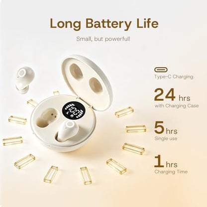 Invisible Small Hidden Mini Earbuds Wireless Bluetooth Tiny Ear Buds for Smaller Ears Soft In Ear Low-Profile Headphones ENC Noise Cancelling Discreet Small Earphones for iPhone Android Work Sleeping - color: Purple