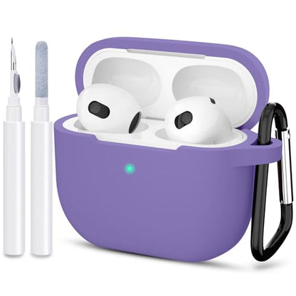 Compatible with AirPods 3 Case, Protective Silicone Cover for AirPods 3rd Generation Case 2021, Wireless Charging - Lavender - color: B-Lavender