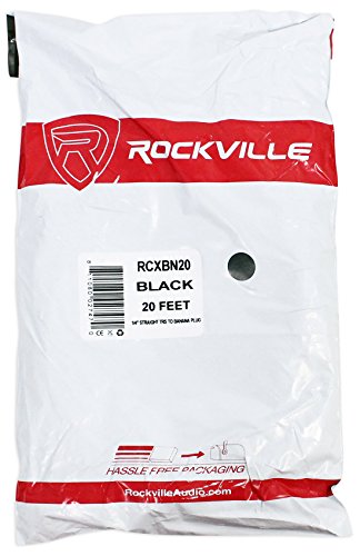 Rockville RCXBN20 20ft 1/4" TS to Banana Speaker Cable, 16 Gauge, 100% Copper, Durable, Clear Audio, Flexible, for Home and Pro Use | 100% Oxygen Free Copper, PVC Jacket, Low Resistance, ROHS Compliant, Fits Amplifiers and PA Speakers