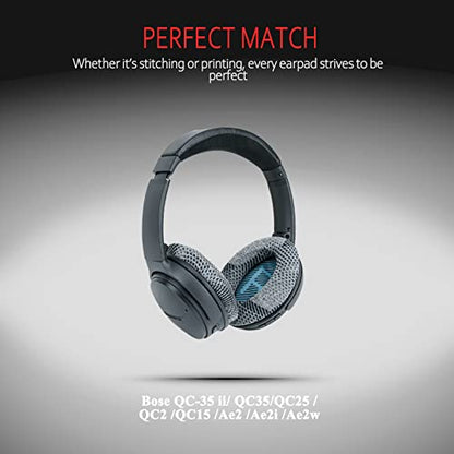 Instant-Chill Professional Bose Headphones Ear Pads, Fits Bose QuietComfort 35 ii /QC35 /QC25 /QC2 /QC15 /Ae2 /Ae2i /Ae2w /SoundTrue & SoundLink(Over-Ear), Cooling-Gel, by Krone Kalpasmos – Blue Scrim - color: Cooling-Gel Blue