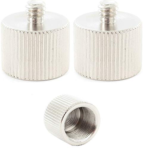 (2 PACK) AccessoryBasics Mic Microphone Stand 5/8"-27 Female to 1/4"-20 Male thread Camera/Tripod Screw Stud Adapter